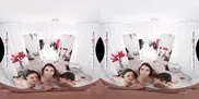 A mischievous dressing room rendezvous with you, Gia Milana, Ivy LeBelle, and Luna Star