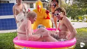 Frisby's chicken organizes fight between ALIX VLOGS and LARA ROSS to see who will fuck his fat cock