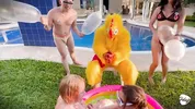 Frisby's chicken organizes fight between ALIX VLOGS and LARA ROSS to see who will fuck his fat cock