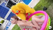 Frisby's chicken organizes fight between ALIX VLOGS and LARA ROSS to see who will fuck his fat cock