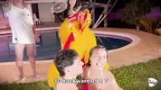Frisby's chicken organizes fight between ALIX VLOGS and LARA ROSS to see who will fuck his fat cock