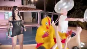 Frisby's chicken organizes fight between ALIX VLOGS and LARA ROSS to see who will fuck his fat cock