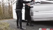 BangVan - Big Titted Van Driver Jennifer Mendez in Parking Lot Encounter with Well-Hung Security Guard