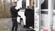 BangVan - Big Titted Van Driver Jennifer Mendez in Parking Lot Encounter with Well-Hung Security Guard