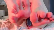Crystal silicone cock inserted into semi transparent high fork swimsuit
