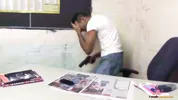 Brunette nurse surprises a guy with a blowjob before riding his dick