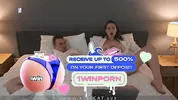 Step mom helps to cum step son in share bed with hand job and shaved pussy, but can't...
