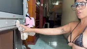 BIG ASS STEPDAUGHTER GETS TRAPPED AND HER PERVERT OLD STEPDAD SUCKS AND FUCKS HER PUSSY.