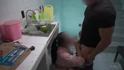 My son's friend finds me in the kitchen, puts my panties aside and puts it in me hard