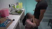 My son's friend finds me in the kitchen, puts my panties aside and puts it in me hard