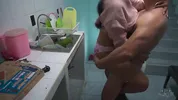 My son's friend finds me in the kitchen, puts my panties aside and puts it in me hard