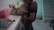 My son's friend finds me in the kitchen, puts my panties aside and puts it in me hard