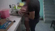 My son's friend finds me in the kitchen, puts my panties aside and puts it in me hard