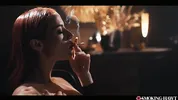 Red Head with Hard Nipples Smoking Cigarette - Smoke Porn Fetish Blowjob featuring Audrey Reid