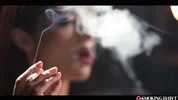 Red Head with Hard Nipples Smoking Cigarette - Smoke Porn Fetish Blowjob featuring Audrey Reid