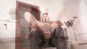 Novella's Seamed Pantyhose Tease Turns Into Deep throat & Cum Swallow