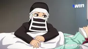 Tanjiro wakes up from a coma to fuck his nurse who surprises him with her big tits and a delicious b