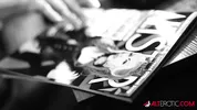 Robin Coffins in claxxxic black and white tease video