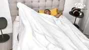 Mom-in-law enjoys her son-in-law's cock while pretending to be his girlfriend in the bed - Savannah Watson