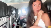 Giving a blowjob on a plane before I get caught with dick in my mouth