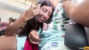 Giving a blowjob on a plane before I get caught with dick in my mouth