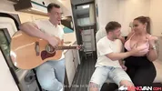 BangVan - Busty Czech Bombshell Jennifer Mendez Picks Up a Hitchhiker Musician for a Ride
