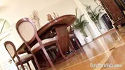 A submissive blonde slut enjoys a DP gangbang and tasting cum, which three guys left on her face