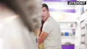 Sloppy Public Cocksucking... Then He Bends Her Over Shelves and Fucks Her Pussy