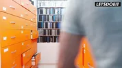 Sloppy Public Cocksucking... Then He Bends Her Over Shelves and Fucks Her Pussy