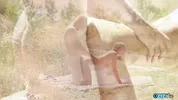 Loving boyfriend and girlfriend exchange pleasure of blowjob and eating pussy outdoor without any onlookers