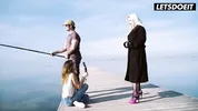 Horny Curvy Latina Surprises Fisherman & Girlfriend with Beach Sex - LATINA MILF