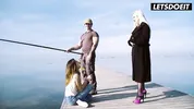 Horny Curvy Latina Surprises Fisherman & Girlfriend with Beach Sex - LATINA MILF