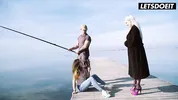 Horny Curvy Latina Surprises Fisherman & Girlfriend with Beach Sex - LATINA MILF