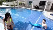 A scorned Latina finds a mermaid man and to get even she decides to suck his cock and fuck him