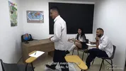 Hot Girlfriend Seduces Classroom Nerd For Wild Sharing FMM Threesome