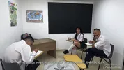 Hot Girlfriend Seduces Classroom Nerd For Wild Sharing FMM Threesome