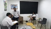 Hot Girlfriend Seduces Classroom Nerd For Wild Sharing FMM Threesome