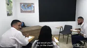 Hot Girlfriend Seduces Classroom Nerd For Wild Sharing FMM Threesome
