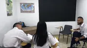 Hot Girlfriend Seduces Classroom Nerd For Wild Sharing FMM Threesome