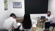 Hot Girlfriend Seduces Classroom Nerd For Wild Sharing FMM Threesome