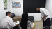 Hot Girlfriend Seduces Classroom Nerd For Wild Sharing FMM Threesome