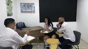 Hot Girlfriend Seduces Classroom Nerd For Wild Sharing FMM Threesome