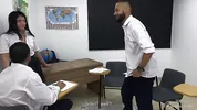 Hot Girlfriend Seduces Classroom Nerd For Wild Sharing FMM Threesome