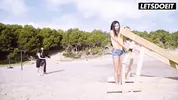 Naughty Babe Surprises Her Boyfriend With Her BFF At The Beach - LATINA MILF