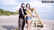 Naughty Babe Surprises Her Boyfriend With Her BFF At The Beach - LATINA MILF