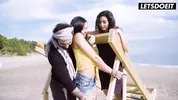 Naughty Babe Surprises Her Boyfriend With Her BFF At The Beach - LATINA MILF