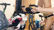 I fucked my bodybuilder milf wife while she was doing cardio. I quickly cummed in her pussy