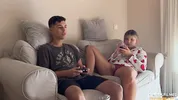 My stepsister won't let me finish a video game until I fuck her first