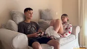 My stepsister won't let me finish a video game until I fuck her first