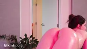 Hot Brunette Twerks Naked Covered in Oil on Massage Table